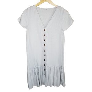 V-Neck Button Down Relaxed Mini Dress